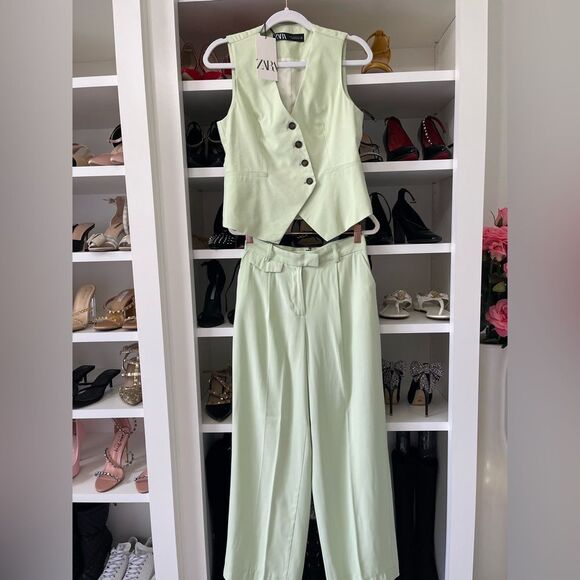 NWT Zara Women's light Green Suit size XS - Picture 14 of 15